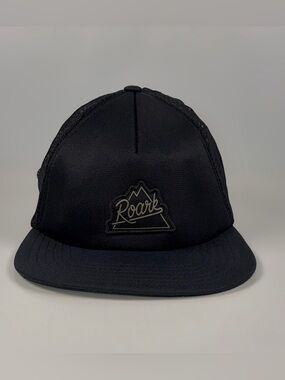 Roark Peaking Packable Trucker Hat Black Sage Logo NWT One Size